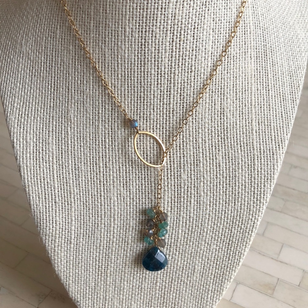 Gold necklace with gorgeous teal stones - NWOT